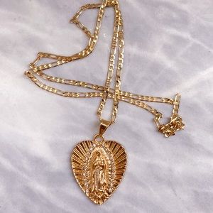 Gold Plated Virgen Mary Necklace
